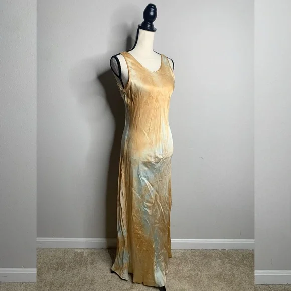 A.L.C Amana Blue Tan Satin Maxi Dress - Picture 7 of 15